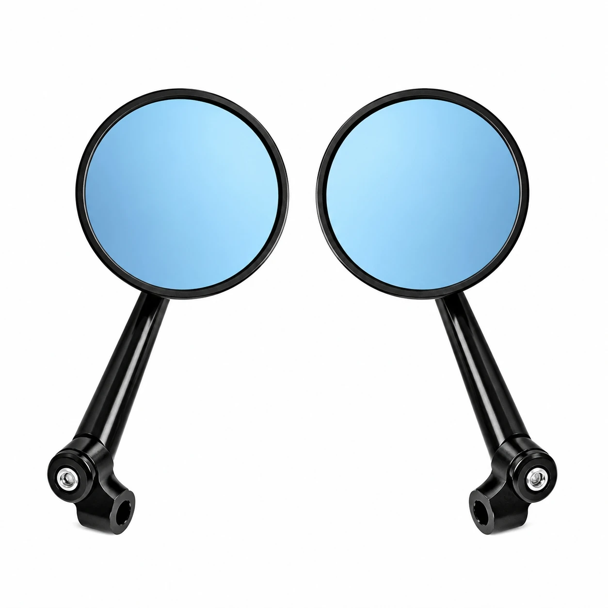 Universal CNC Aluminum Motorcycle Electric Scooter Rearview Mirrors Anti-Glare Blue  Round Side Rear View Mirrors Modification