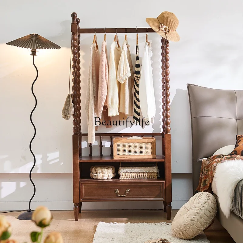 

yj21Rattan floor-to-ceiling bedroom household storage backrest rack solid wood coat rack