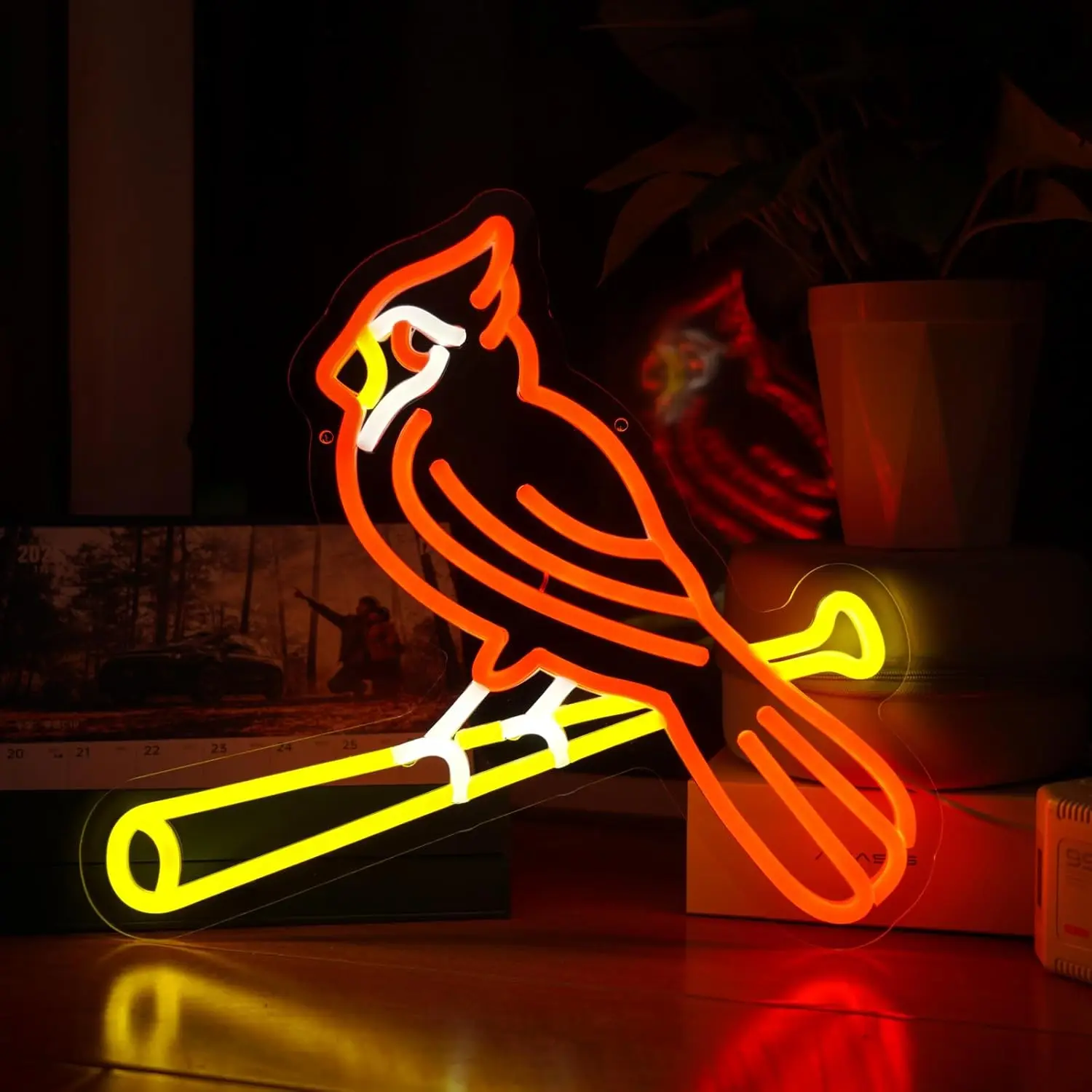 

Red Bird Neon Sign Dimmable Baseball Wall Lights for Sports Club Bedroom Man Cave Home Decor Electronic Art Draw Birthday Gifts