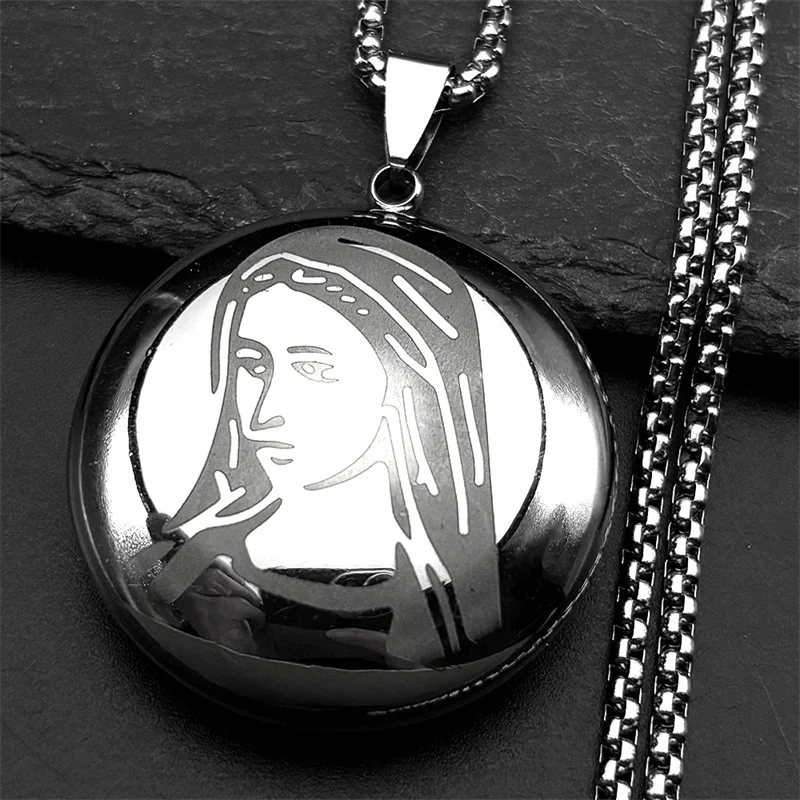 

Our Lady Virgin Mary Pendant Necklace For Women Men Stainless Steel Gold Silver Color Catholicism Religion Faith Chain Jewelry