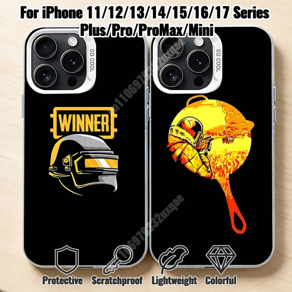 P-PUBG Winner Chicken Dinner Phone Case for iPhone 17 16 Pro Plus 15 14 13 Max Mini 12 11 X XS Air Shield Bumper