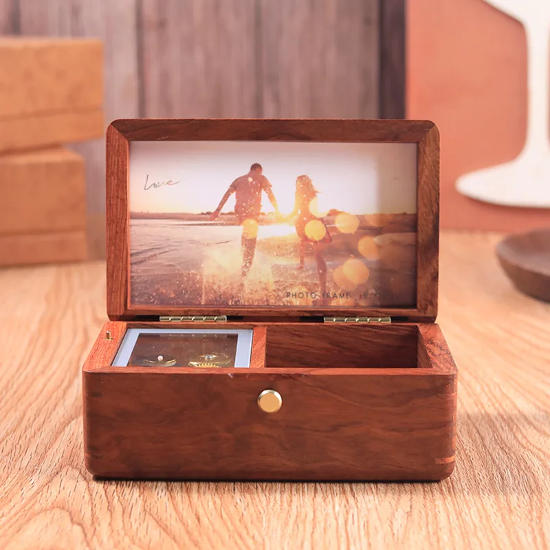 Ever Bright Custom DIY Photo Print Wood Jewelry Music Box Sankyo Movement for Christmas Valentine's Birthday Gift
