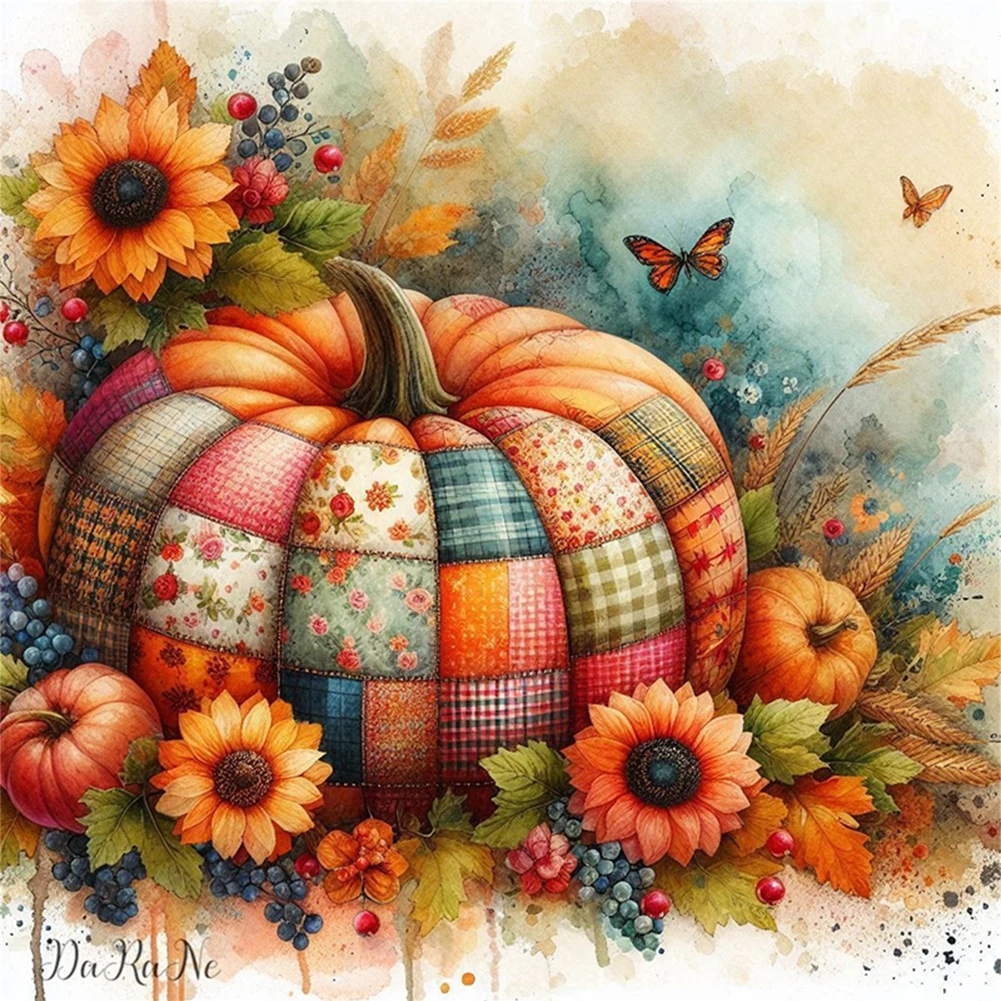 

Full Embroidery Eco-cotton Thread 14CT Counted Pumpkin Cross Stitch Kit Decor