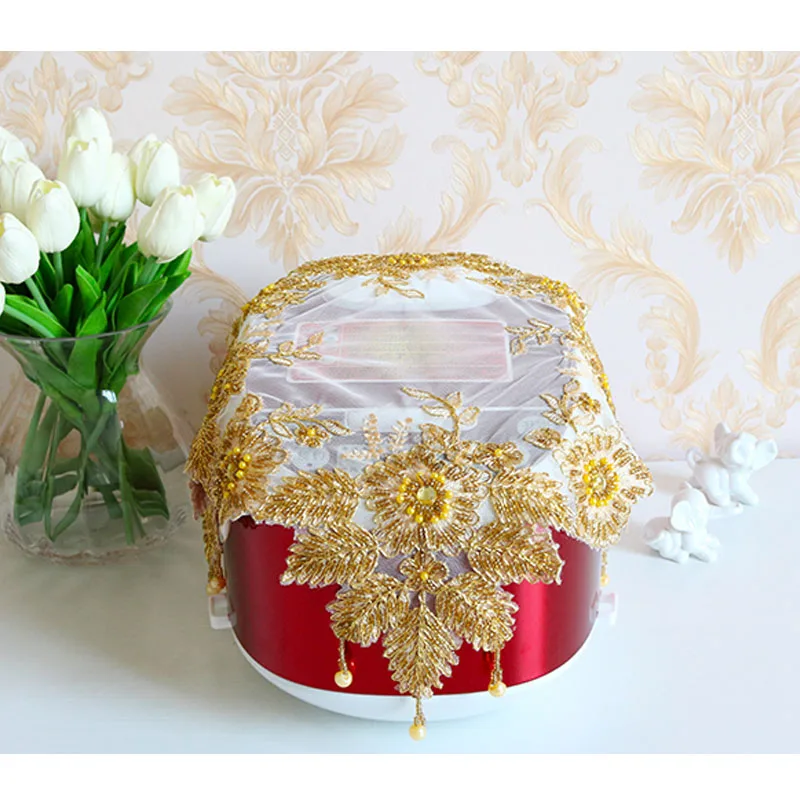 Luxury Christmas flower gold beads lace Embroidery bed Table Runner flag cloth cover kitchen Table decoration and accessories