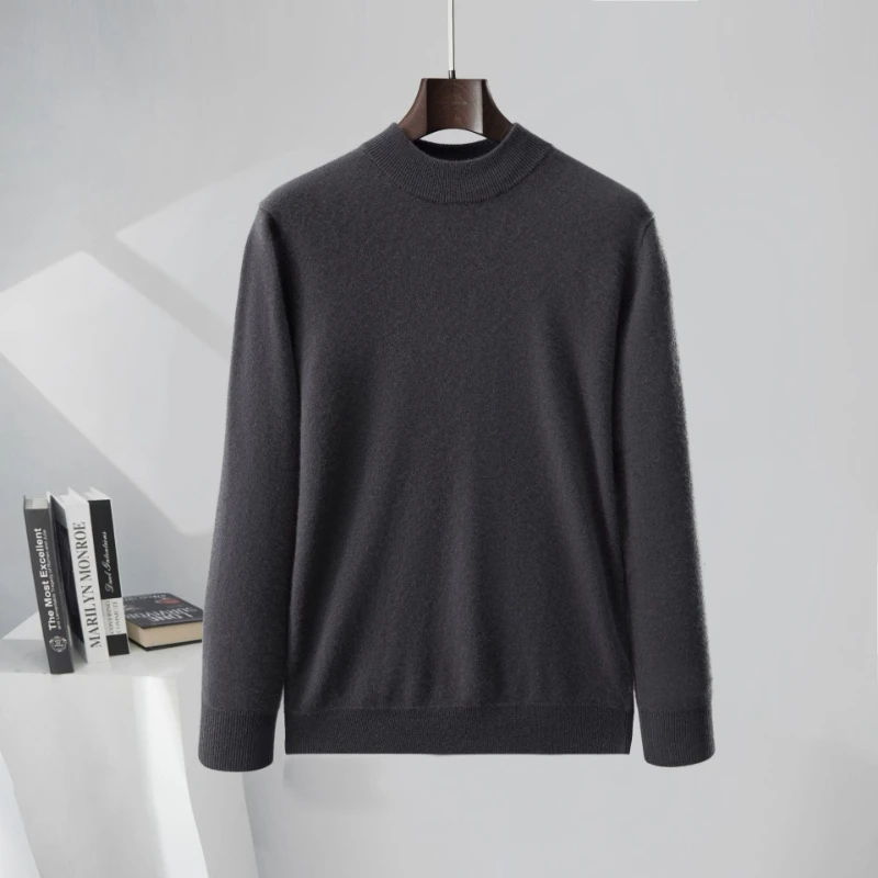 Cashmere Sweater Men 100% Pure Cashmere Turtleneck Round Neck Shirt Men's Autumn Winter Pullover Sweater