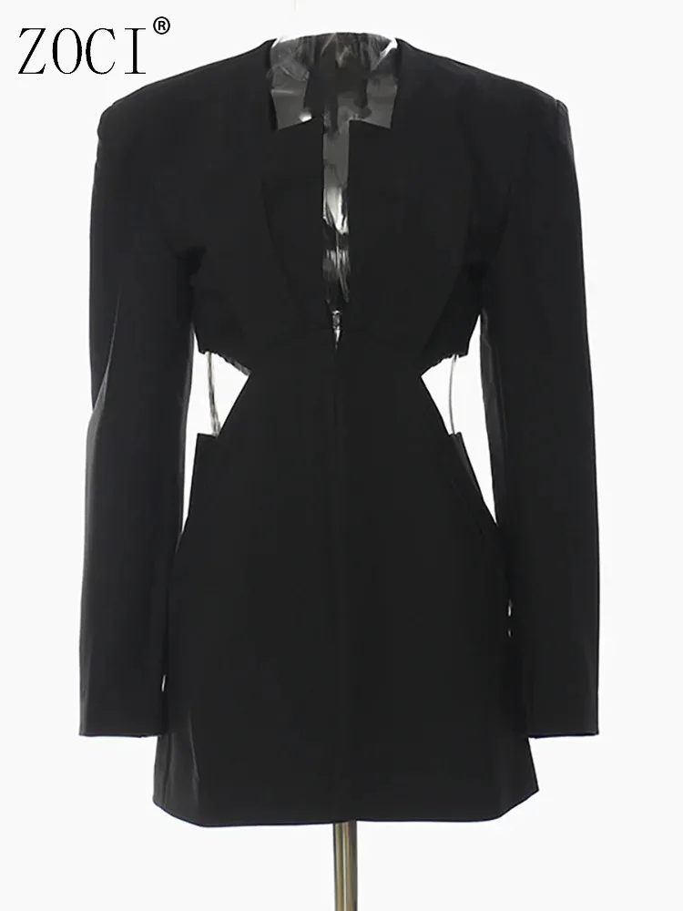 

ZOCI модный женский пиджак с небольшим v-образным вырезом и пуговицами, облегающий пиджак со складками, осень 2021, новый прилив FC1293