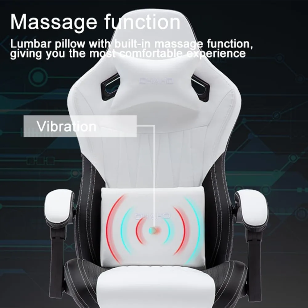 Ergonomic Gaming Chair, Racing Adjustable Swivel Task Chairs with Headrest and Lumbar Support High Back Leather Computer Chair