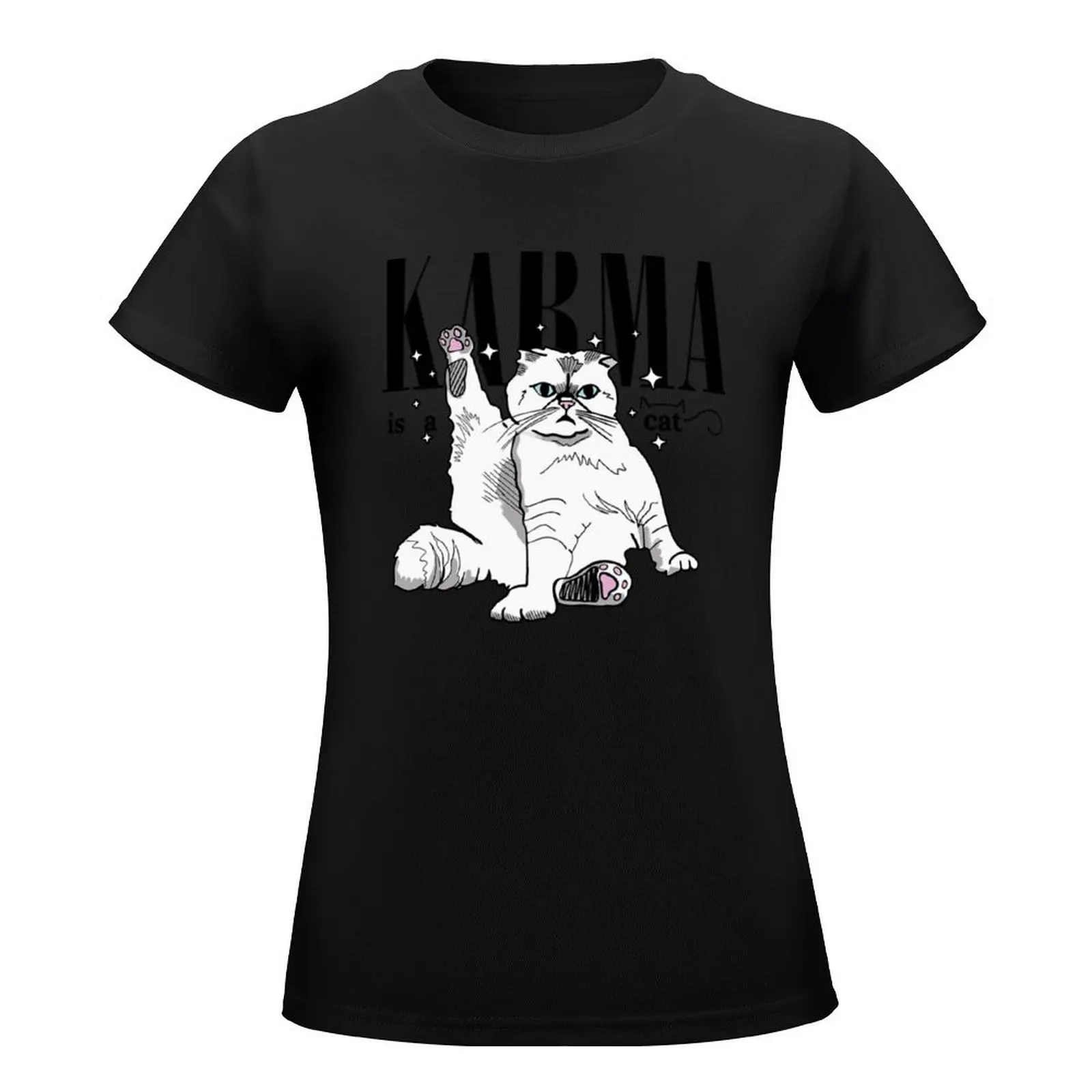 Karma is a cat purring in my lap cause it loves me Sticker T-Shirt customizeds sublime lady clothes woman t shirt