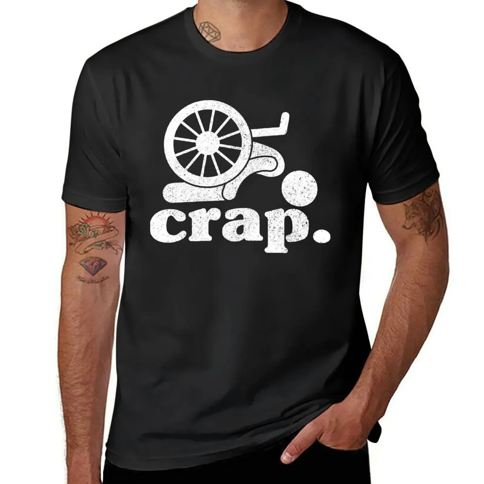 crap. handicap wheelchair fall T-Shirt blue archive plus size tops t shirts men