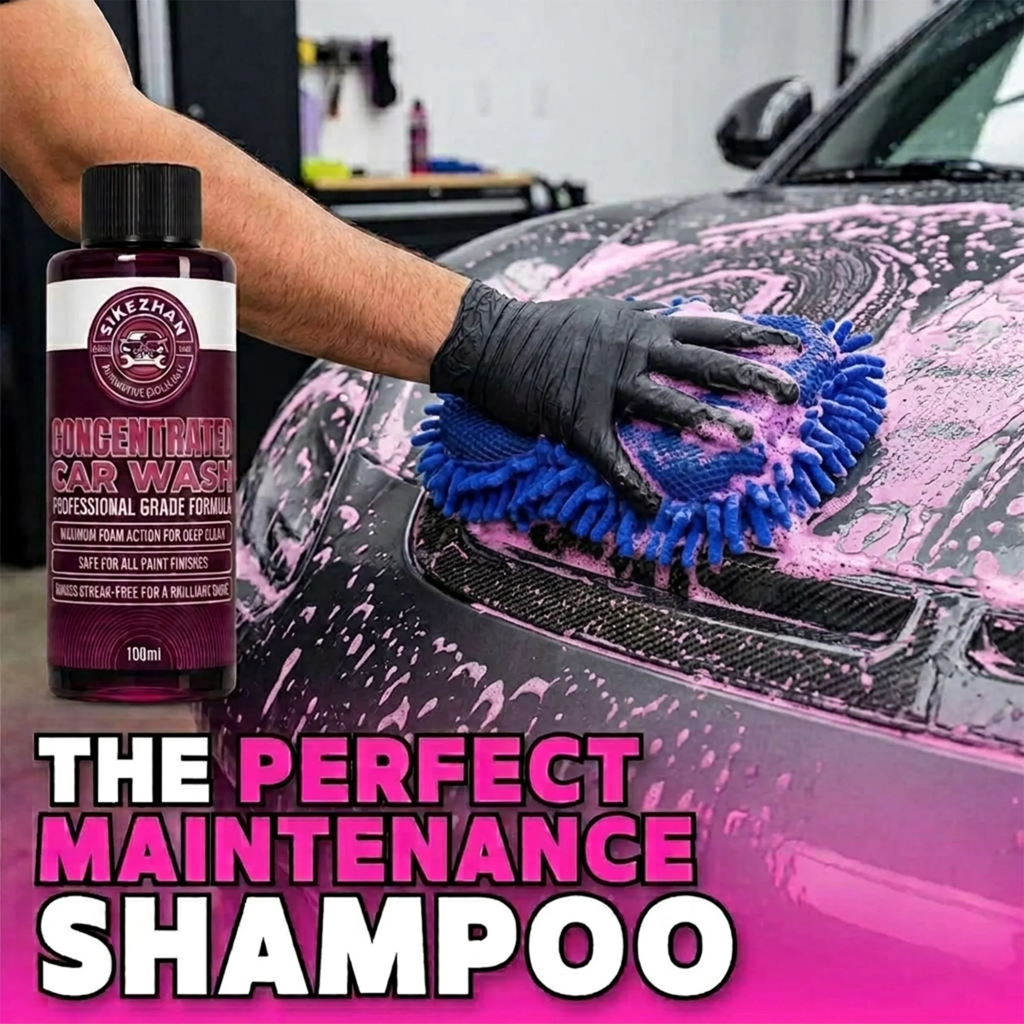 Complete Car Wash Set, Concentrated High Foam Shampoo & Blue Microfiber Washing Mitt for Streak-Free Auto Motorcycle Paint Care view 2