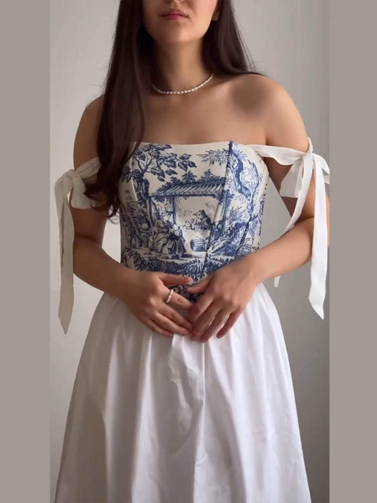 Bedruckte Schnür-Korsett-Tops für Damen, sexy, trägerlos, ärmellos, rückenfrei, schmal geschnitten, unregelmäßiger Saum, kurzes Top, neu, Partykleidung – Detail 25