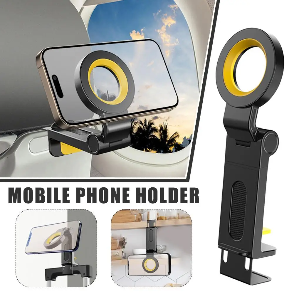 Magnetic Phone Holder Travel Essentials Foldable Rotatable Hands-Free Airplane Phone Mount For iPhone 16 15 Pro Max Series F0X8