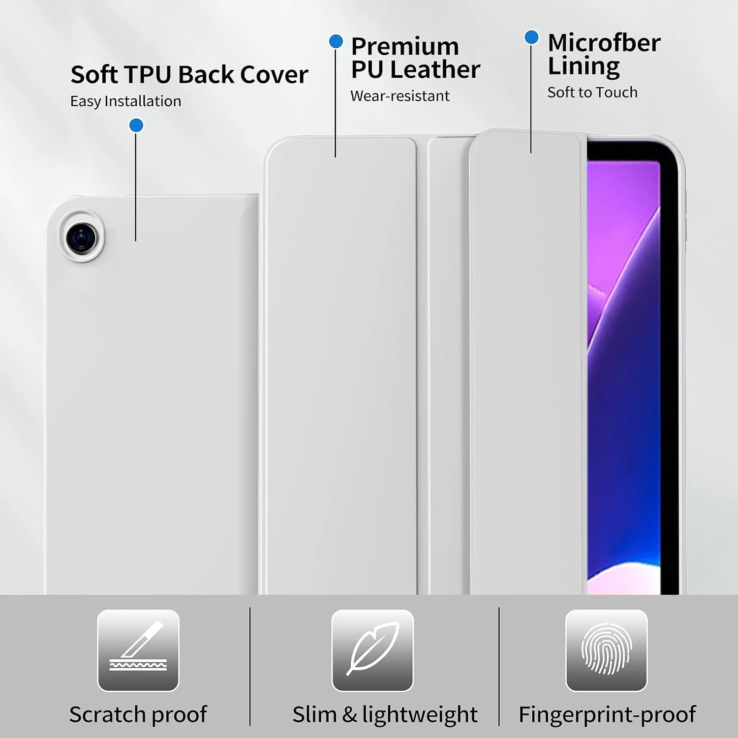 레노버 탭 M10 플러스 (3세대) 10.6인치 2022 TB-128FU TB-125FU 삼중 접이식 플립 케이스 자석 스탠드 PU 가죽 보호 커버