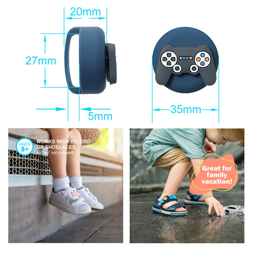 Waterproof Cute Cartoon Holder for Apple AirTag Silicone Protector for Kids Shoes and Backpack Attachment