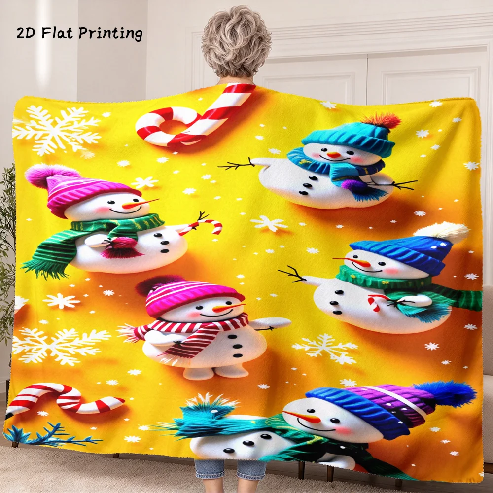 1PC Christmas Snowman Print Wearable Blanket-Soft and comfortable, unisex for holiday gifts, everyday use, winter warmth and com