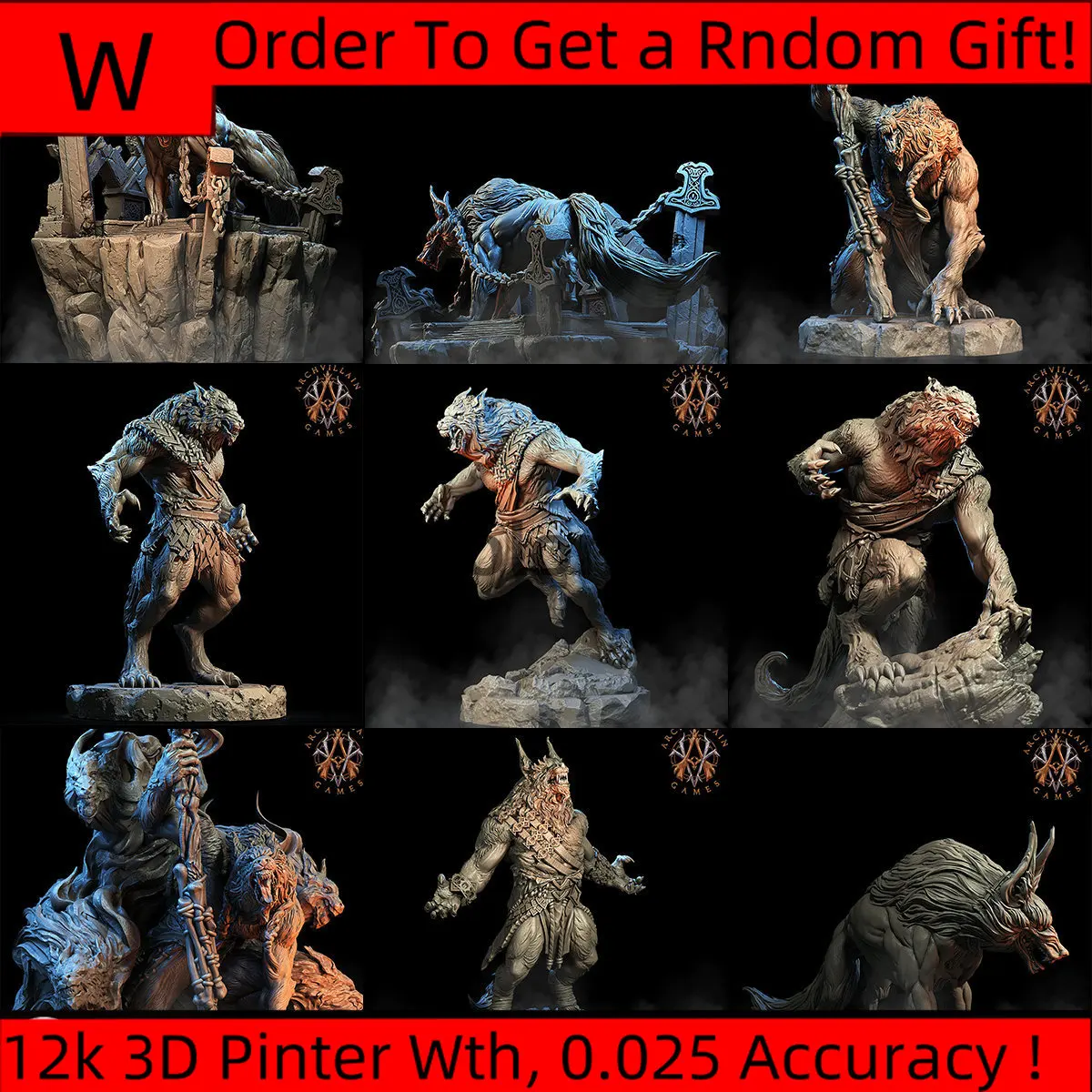 Dnd Miniaturen Figuren Werwolf Wolf Gott Fenris Werwolf Magier Werwolf Krieger dnd Bösewicht 3D-Druck