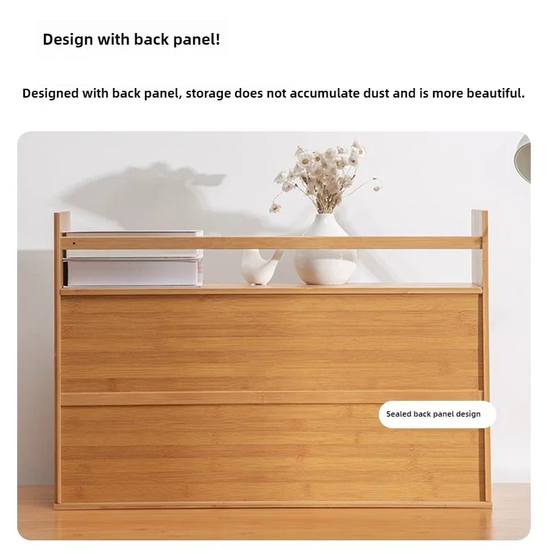 Bamboo Desktop Simple Book Shelf Creative Students Small Desk Top Storage Rack Multi-functional Layered Book Organizer