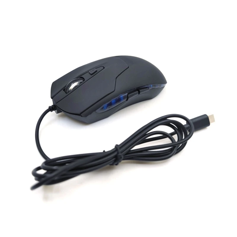 652F Type Mouse USB com fio para jogos Ergonômico Azul RGB Luz 2400 DPI 6 botões para PC Laptop Mouse