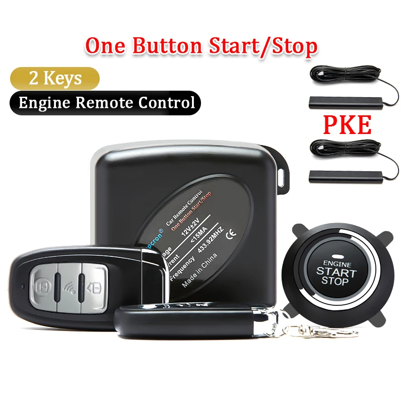 Hippcron Car Alarm Remote Control PKE Car Keyless Entry Engine Start Alarm System Push Button Remote Starter Stop Auto