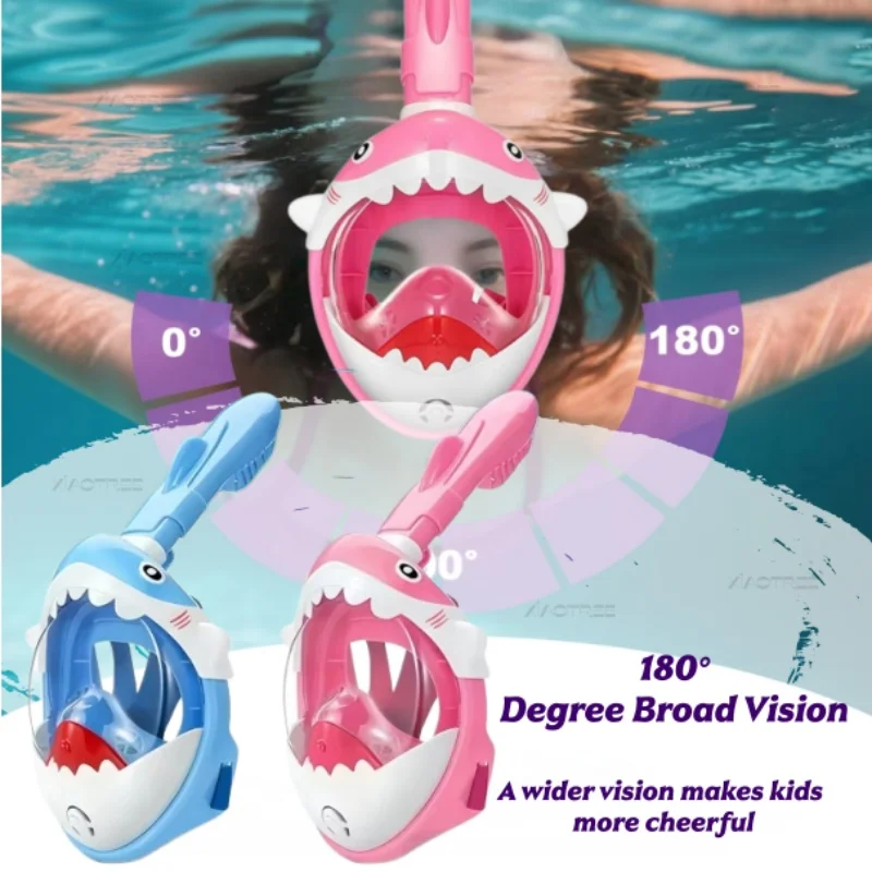 

Kids Cartoon Full Face Snorkeling Mask Anti Fog Swimming Diving Mask Children Underwater Scuba Snorkel Set Equipment For Boys Gi