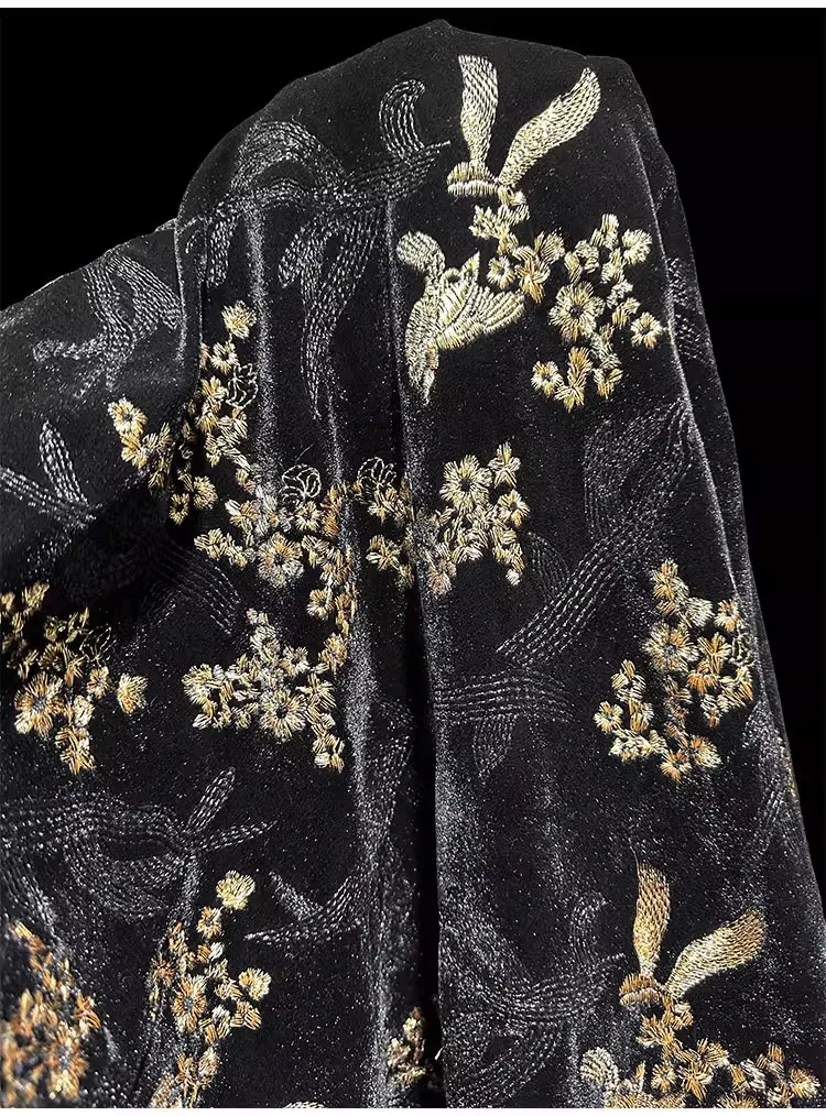 

1 ярд Пальто, верхняя одежда, дизайнерский костюм Ткани для одежды Бархатная ткань для шитья с вышивкой