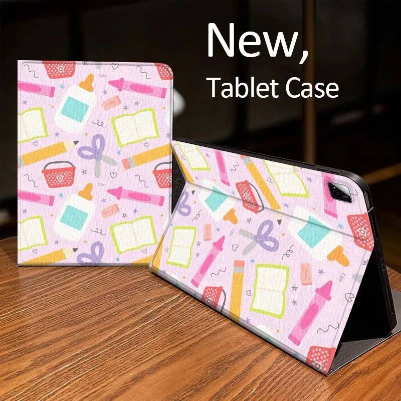 

Cartoon Curved Pencil Pattern Case For Xiaomi Mi Redmi Pad 2 4 5 7S 6S 6 7 8 Plus SE Pro K 2025 inch 8.7 11 Tablet
