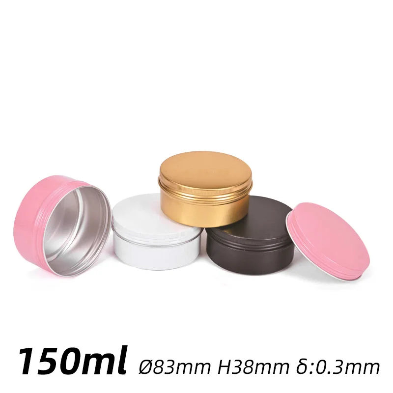 100pcs 5oz Empty Black/Gold Aluminum Lip Balm Containers Cosmetic Cream Jars Tin Crafts Gift Tea Pot Bottle 150ml