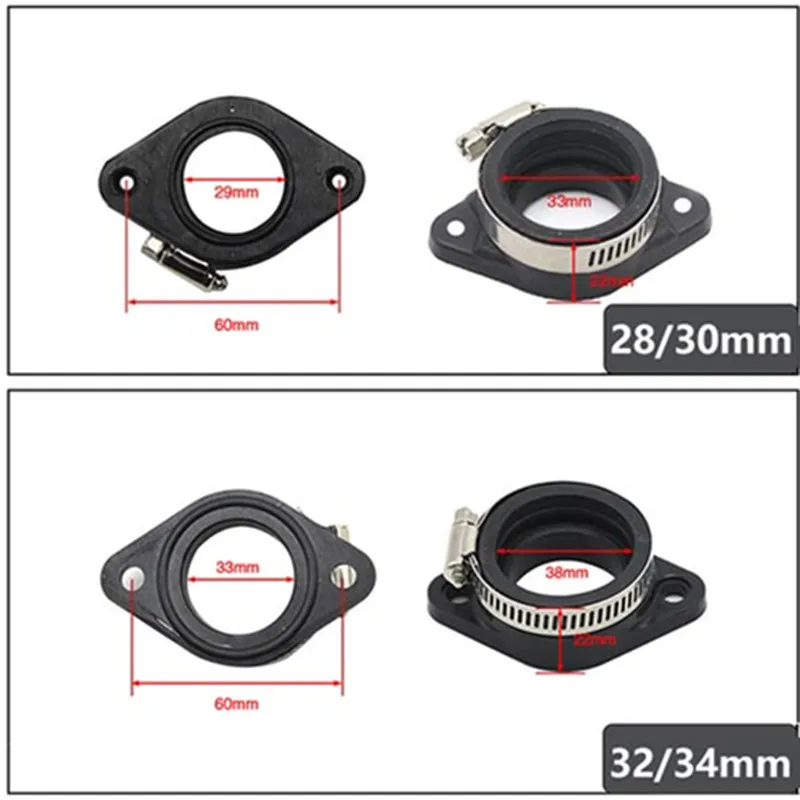 HQ Motorcycle Carburetor Adapter Inlet Intake Pipe Rubber Fit Universal PE PWK21-34mm Air Intake Carb Manifold Boot