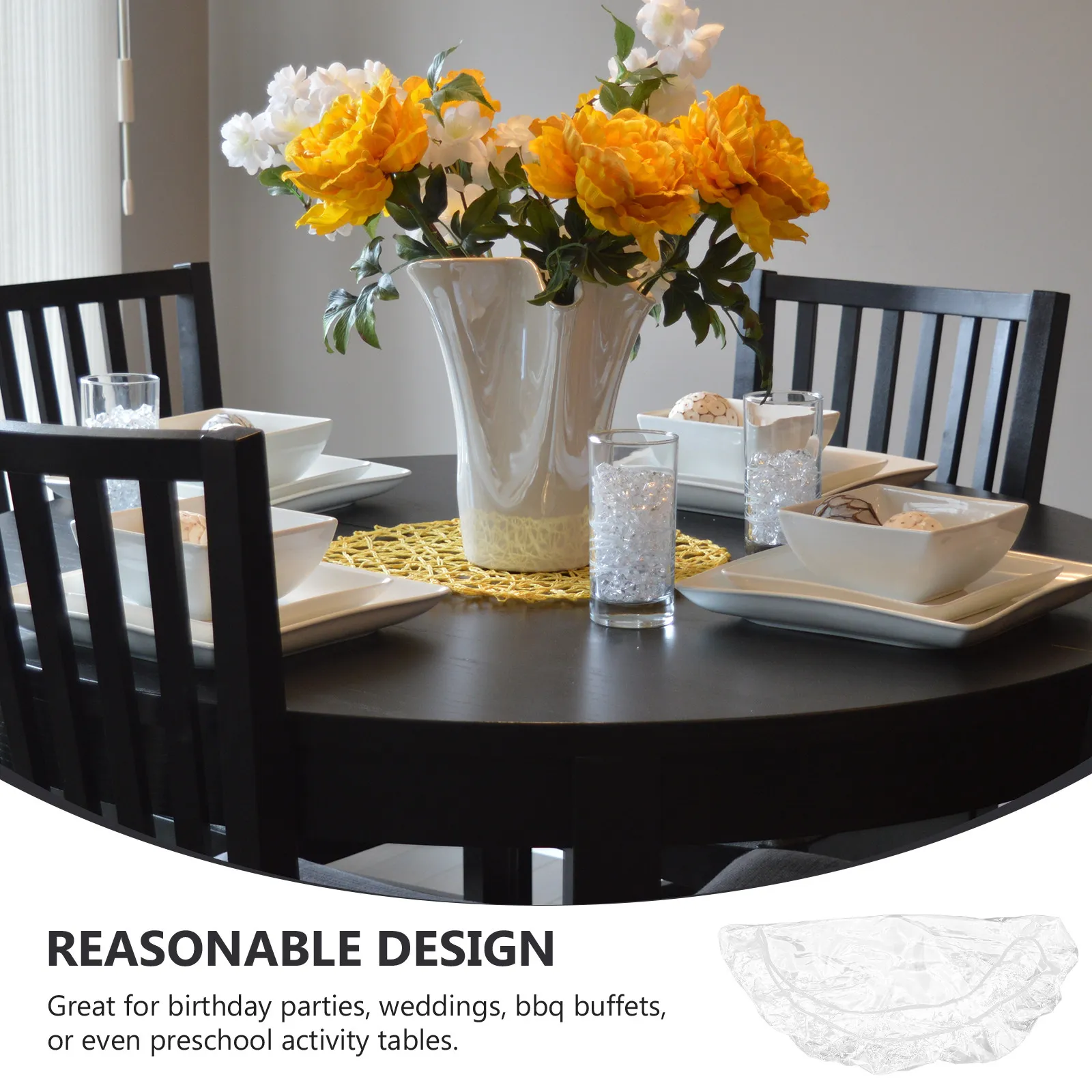 48 Inch Thick Transparent PVC Round Tablecloth Fitted Elastic Edge Non Yellowing Waterproof Table Cover for Kitchen Dining Room