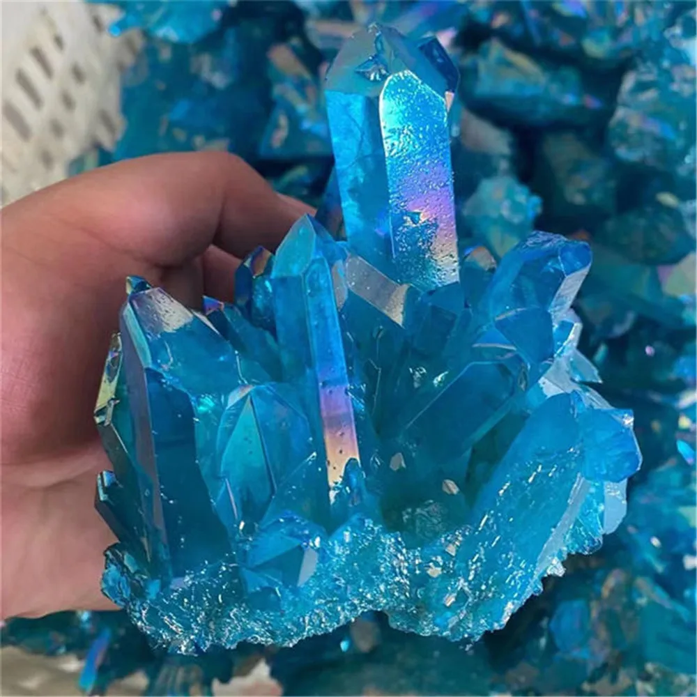 Оптовая продажа, искусственные кристаллы, натуральные кристаллы Aqua Blue Aura, кварцевые кристаллы для кристаллов и фотоэлементов