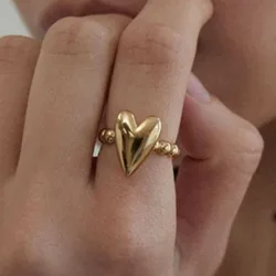 Heart rings for women cute korean fashion rings for teenage girls kawaii simple jewelry new in jewelry 2024
