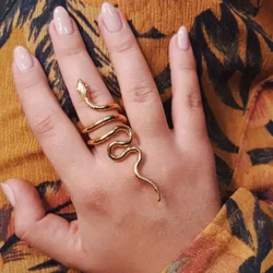 Yori Minimalist Stainless Steel Metal Geometric Snake Open Ring for Women 18K PVD Gold Plated Holiday Daily Jewelry