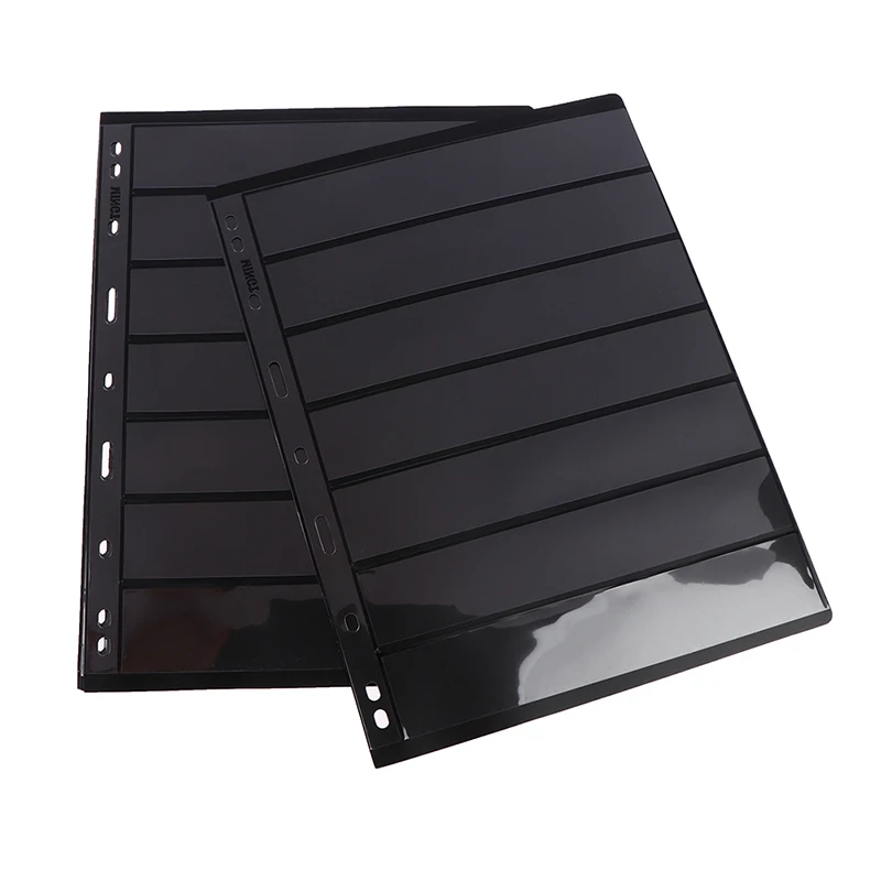 10Pcs 7 Grid Postage Stamp Album Pages Coin Collection Stamps Holder Loose-leaf Plastic Stamp Storage Book