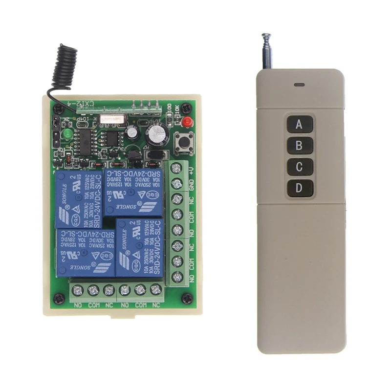 

3000M DC 12V 24V 4 CH 4CH 10A RF Wireless Remote Control Car LED Light Door Pump Switch System,Transmitter +Receiver,315/433 MHz