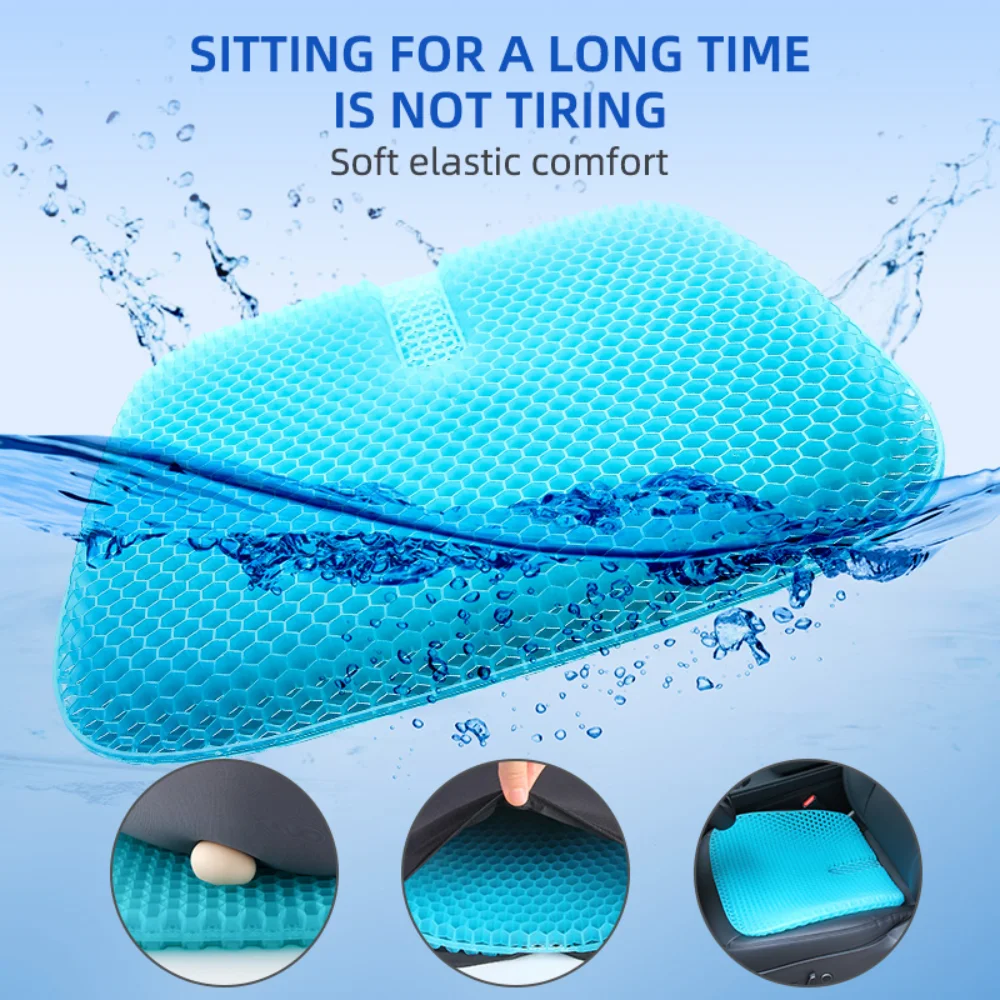 45x42cm Double Thick Gel Seat Cushion Honeycomb Design with Non-Slip Cover for General Motors Increased Breathability Cooling Pa image 2