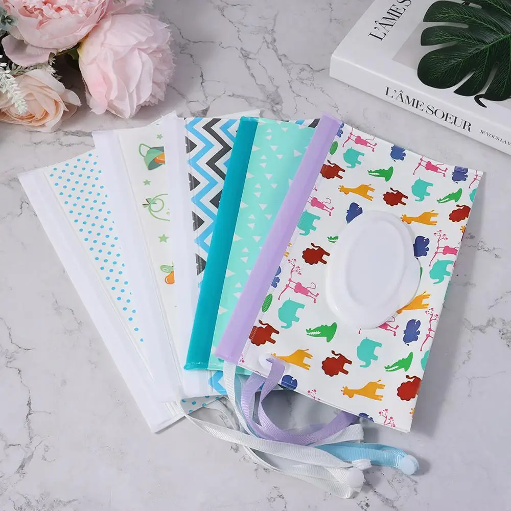 Useful Stroller Accessories Wet Wipes Bag Flip Cover Portable Tissue Box Snap-Strap Napkin Storage Boxes