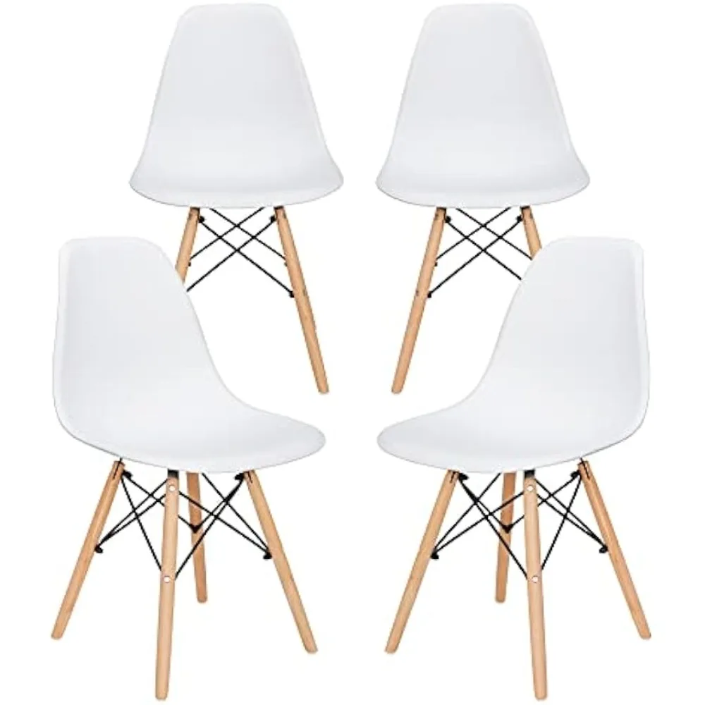 

Modern Dining Chairs Set of 4 Plastic DSW Shell Lounge Chair Mid Century Side Chairs with Solid Wood Legs for Living Room