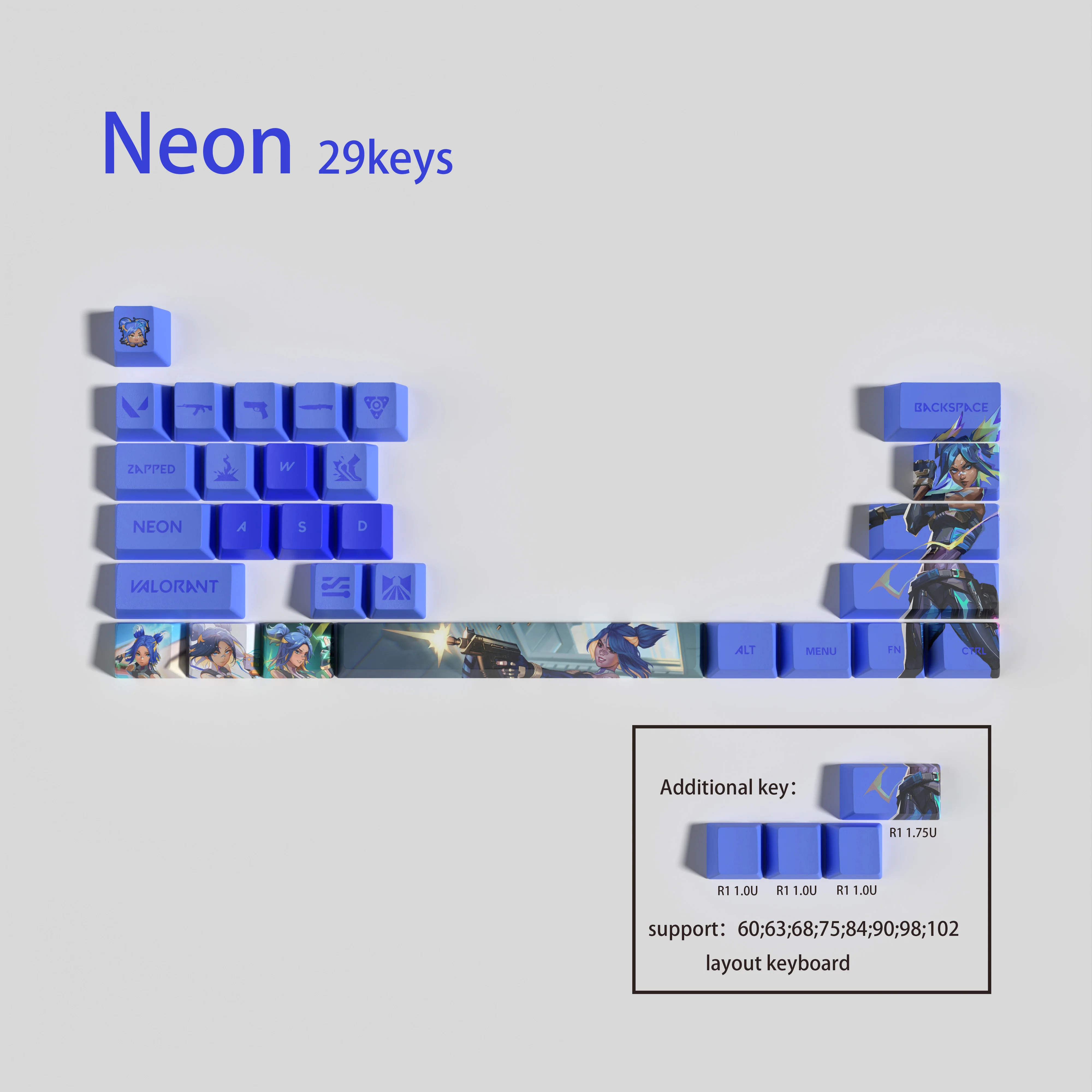 Vlaorant Keycaps Neonkeycaps 29Keys Mini Set Oem Profiel Pbt Dye Sub Keycaps