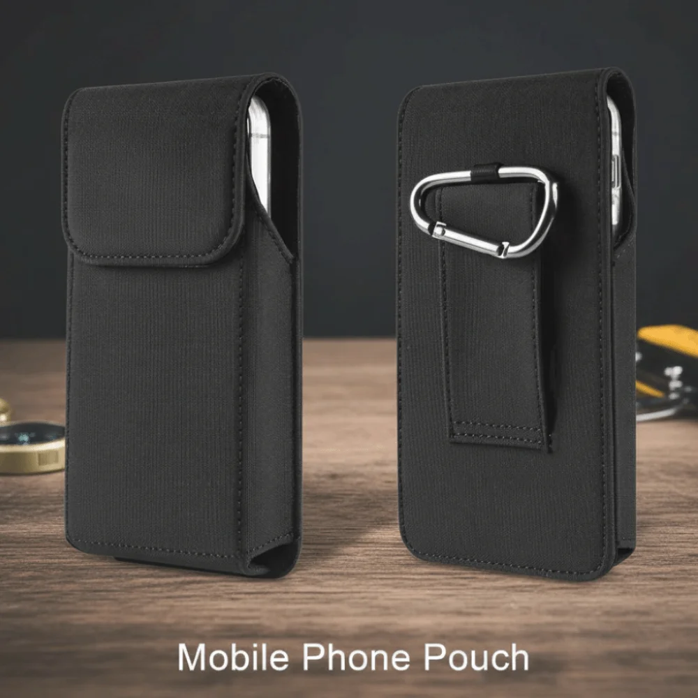 Waist Pack With Hook Mobile Phone Pouch Waterproof Universal Phone Belt Clip Bag Portable Black Phone Belt Hanging Pouch Men view 3