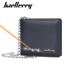 Baellerry 2022 New Men Short Wallets Small Card Holder Name Customized Luxury Male Purse Photo Holder Fashion Chain Men's Wallet