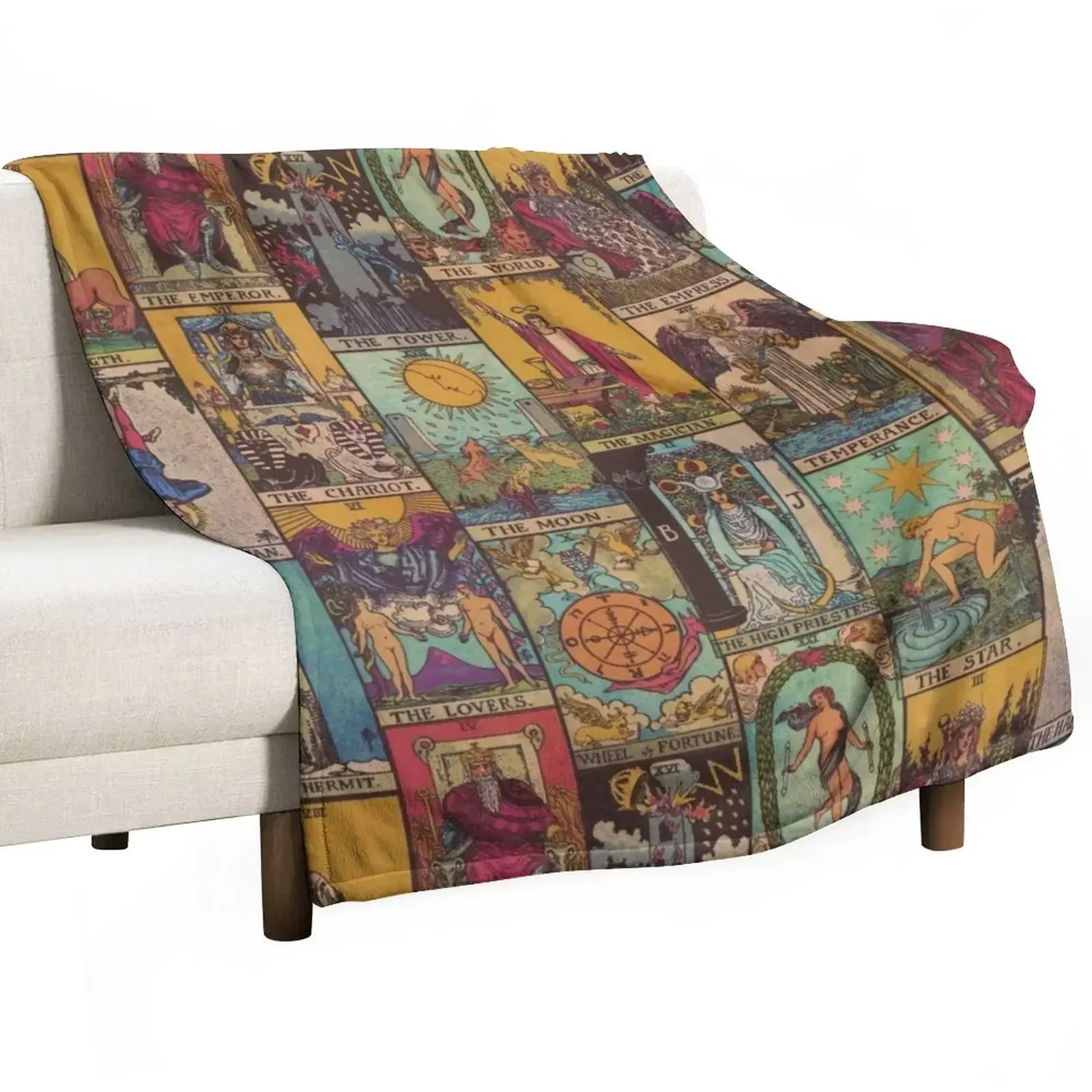 

The Major Arcana of Tarot Vintage Patchwork Throw Blanket Retros Custom Multi-Purpose For Sofa Thin Blankets