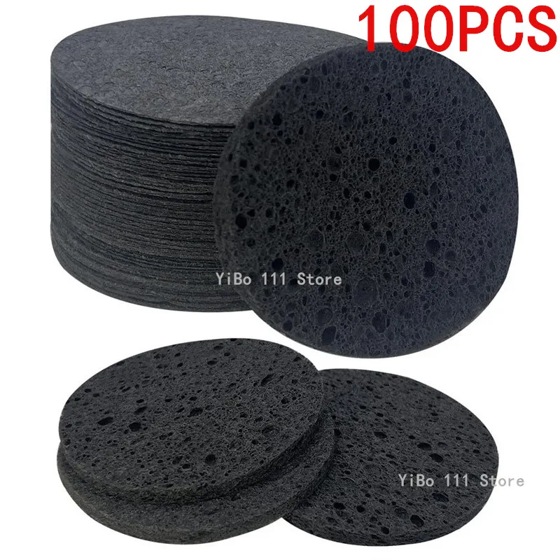 Esponjas de limpieza Facial naturales comprimidas redondas negras, almohadilla exfoliante Facial para exfoliación y higiene de la piel, 5/10/50/100 Uds.