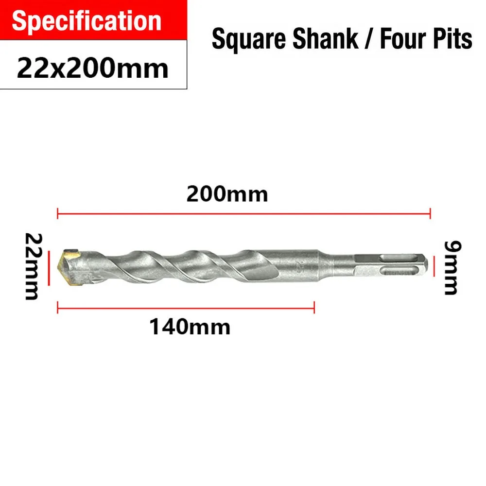 1Pcs Square Shank SDS Plus Masonry Drill Bit 6-20mm Carbide Tipped Carbide Concrete Drill Bit 40Cr Steel Alloy Twin Spiral