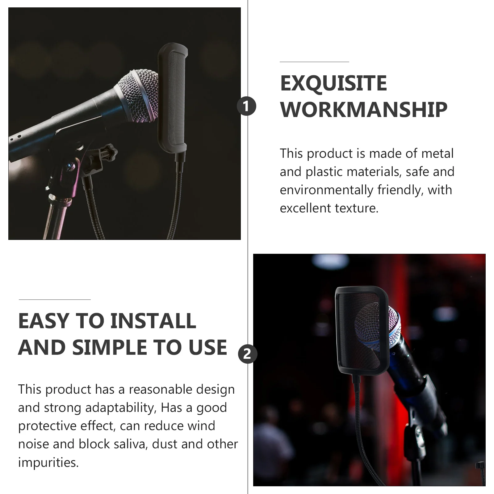 

1 pc Metal Microphone Windshield Black Mic Filter Noise Reduction Windproof Protector Cover Recording Accessory