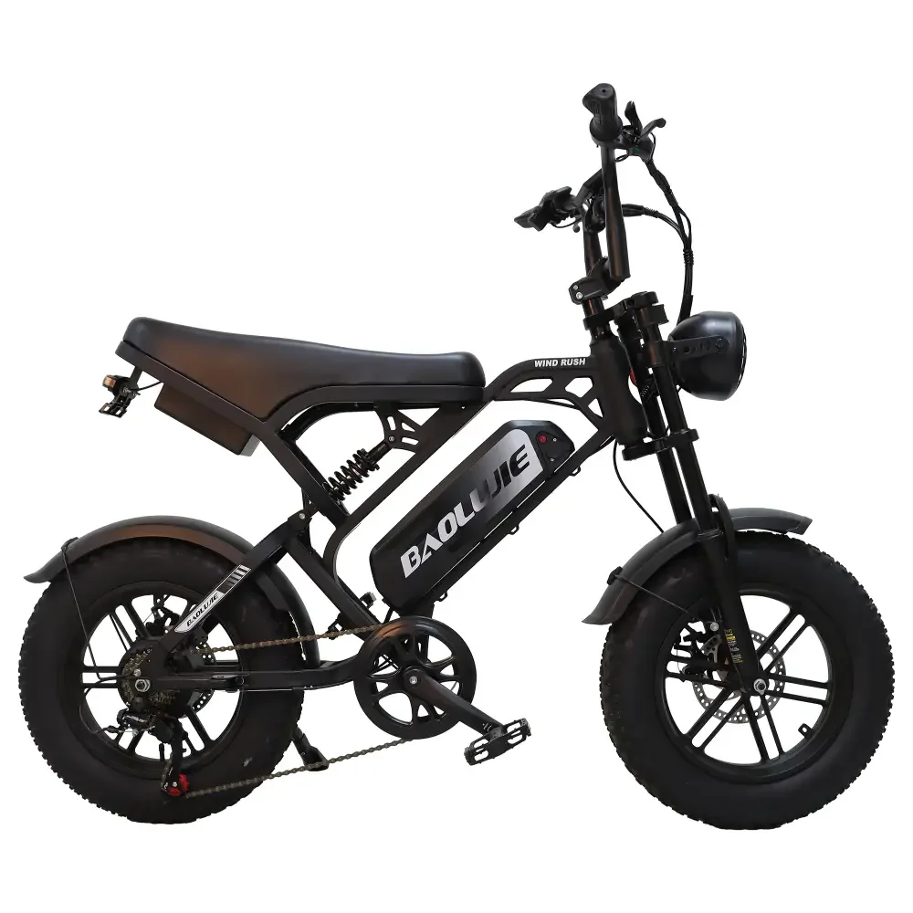 Bicicleta eléctrica F2 estilo retro, motor de 500W, 48V13AH, pantalla LCD y amortiguación completa, neumáticos resistentes al desgaste de 16*4.0, alcance de 40-50 km