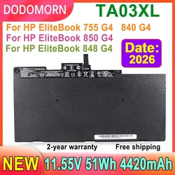 DODOMORN TA03XL Laptop Battery For HP Elitebook 755 840 848 850 G4 11.55V Rechargeable Spare High-Quality 854047-421 HSTNN-LB7J