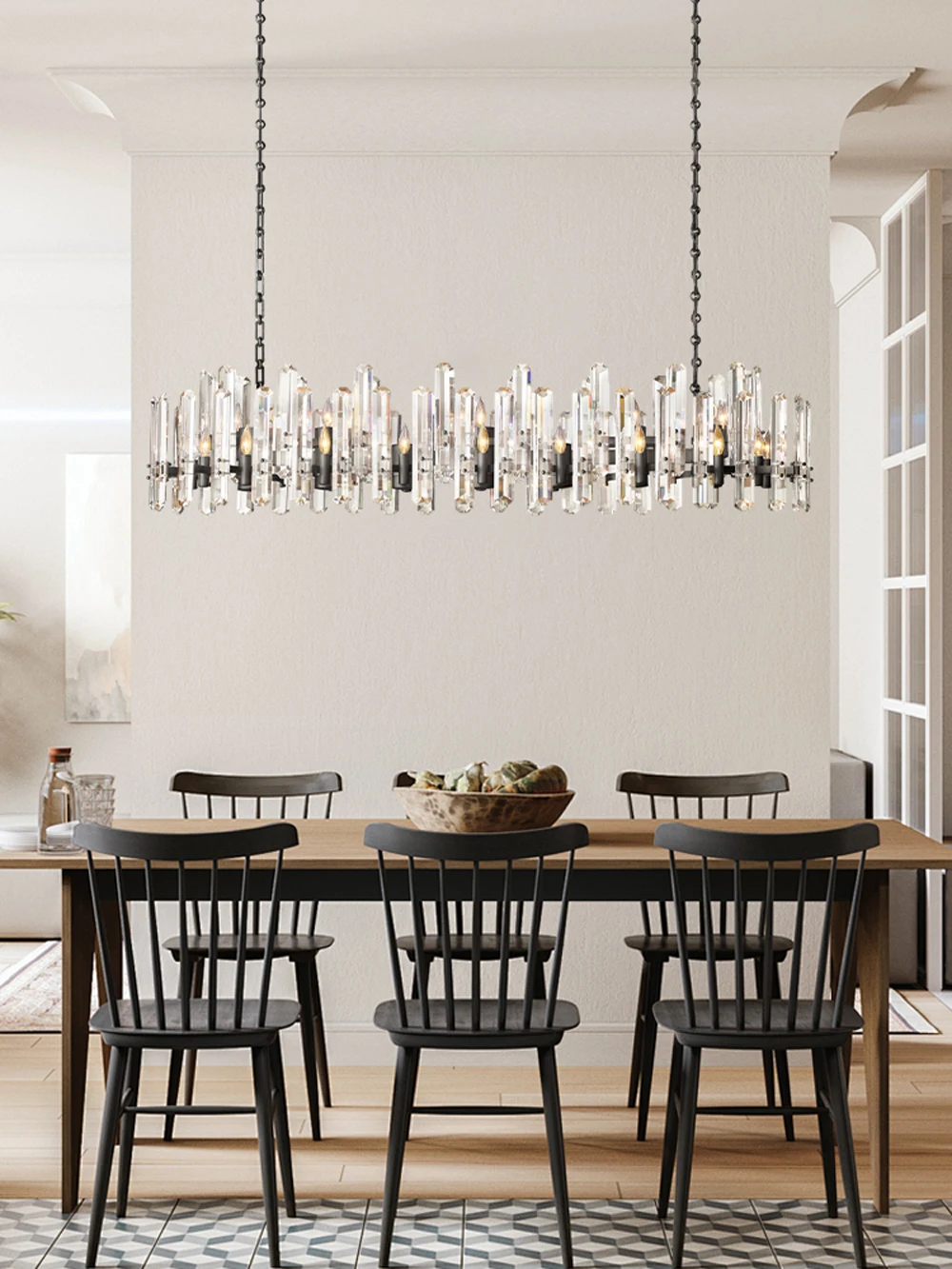 American Brass Silver Black K9 Crystal LED Chandelier