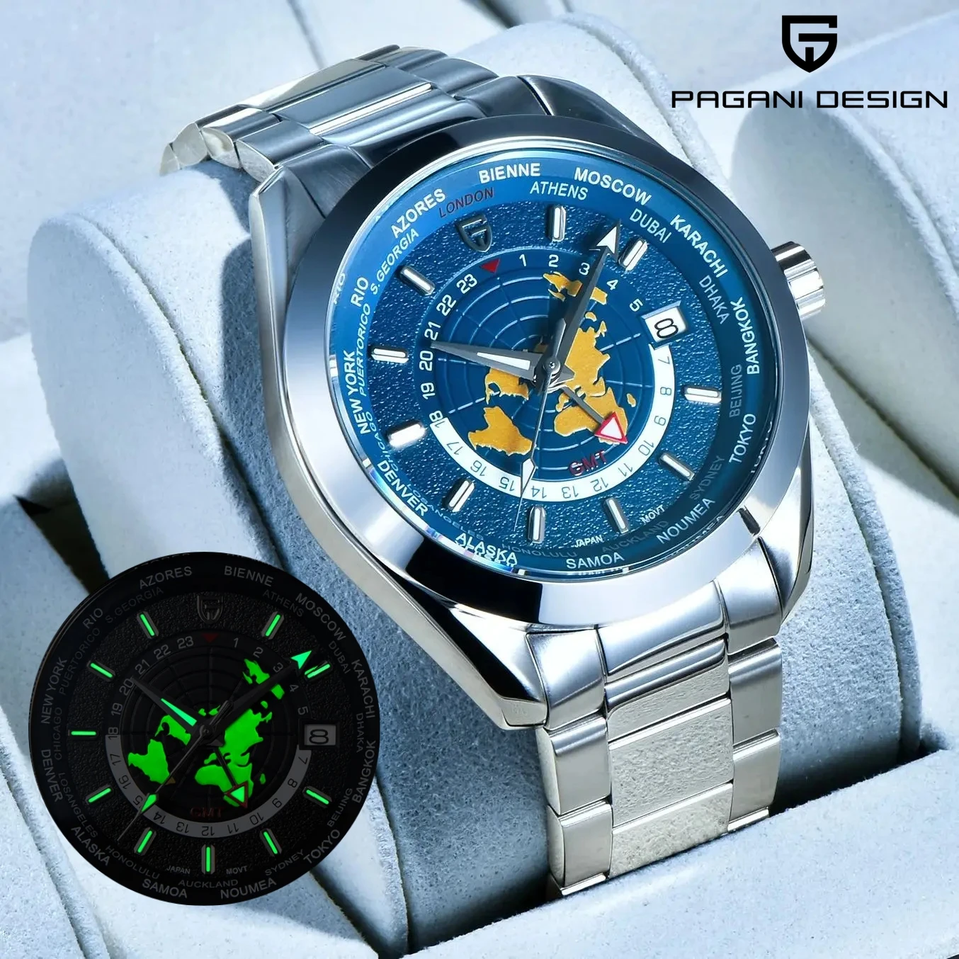 

PAGANI DESIGN PD-1788 Новые мужские часы NH34 GMT Автоматические механические мужские часы Водонепроницаемые часы из нержавеющей стали