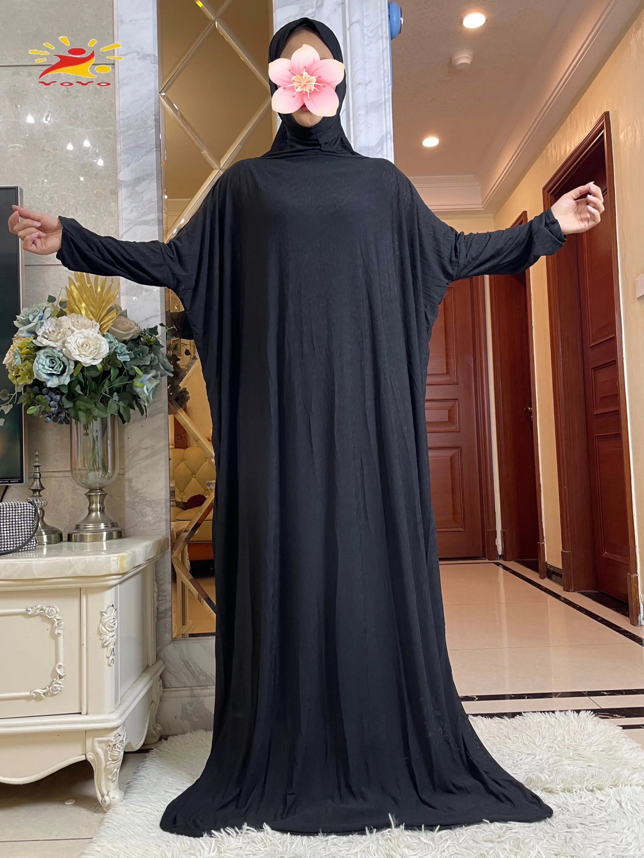 Eid Hooded Muslim Women Hijabs Dress Prayer Garment  Ramadan Eid Solid Color Ice Silk Fabric Full Cover  Islam Dubai Modest Robe