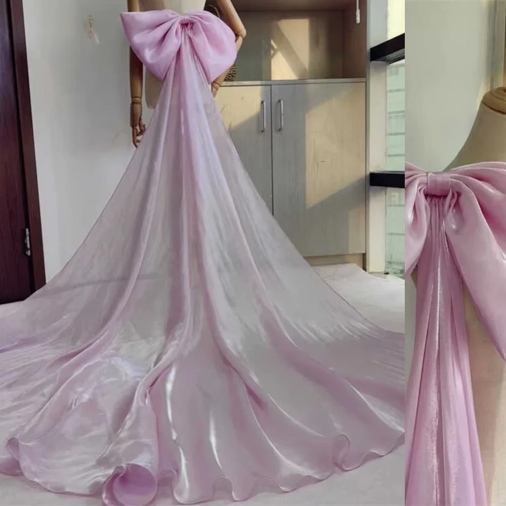

Seperate Organza Evening Bow With Skirt Train Knots Long Drag Wedding Party Knots Bridal Dress Bow Customized